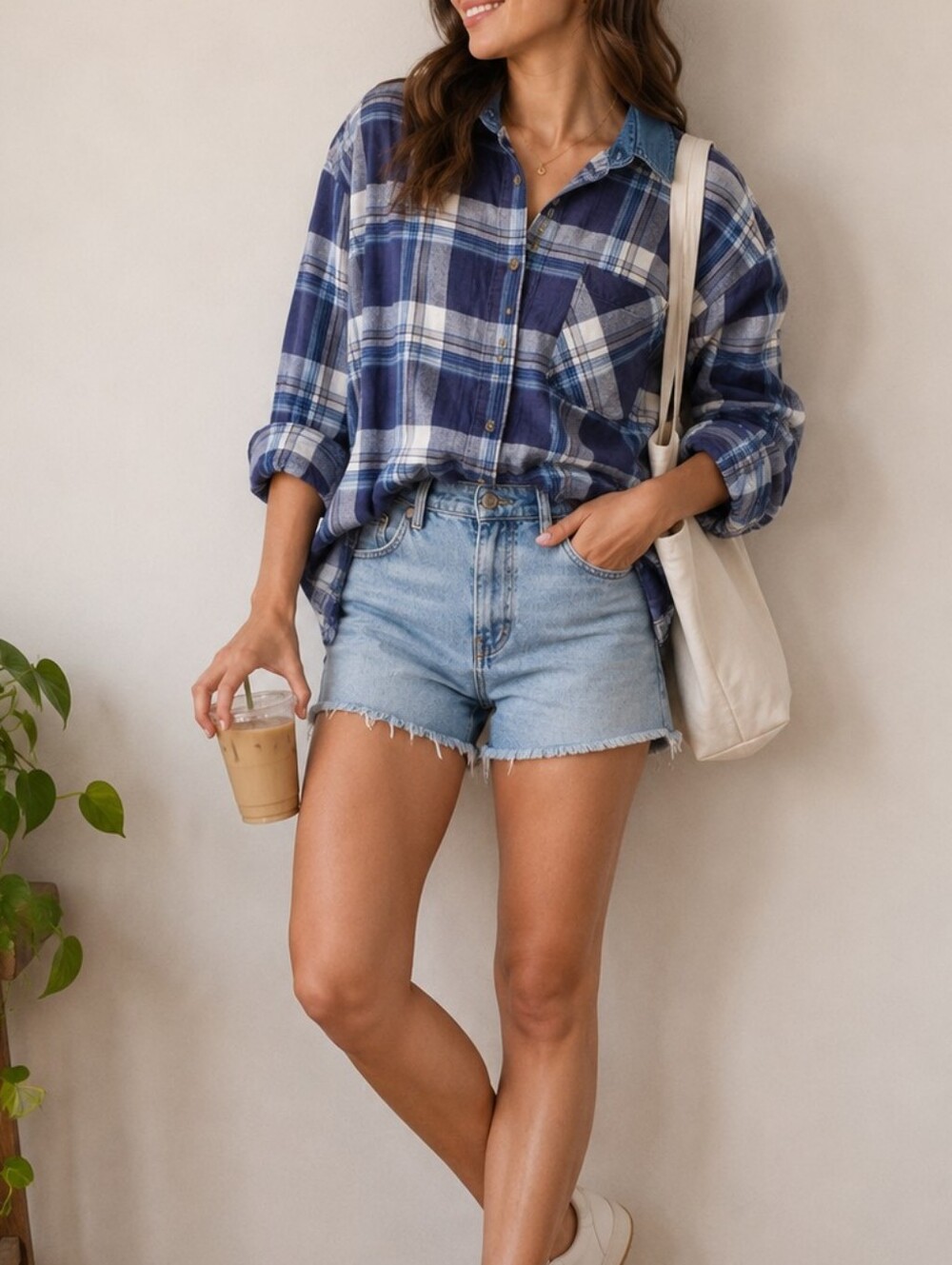 Vintage Blue Plaid Button Up